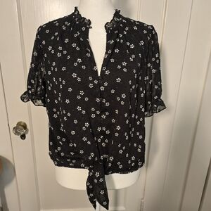 Tamara H. Floral Black Women's Top Size M